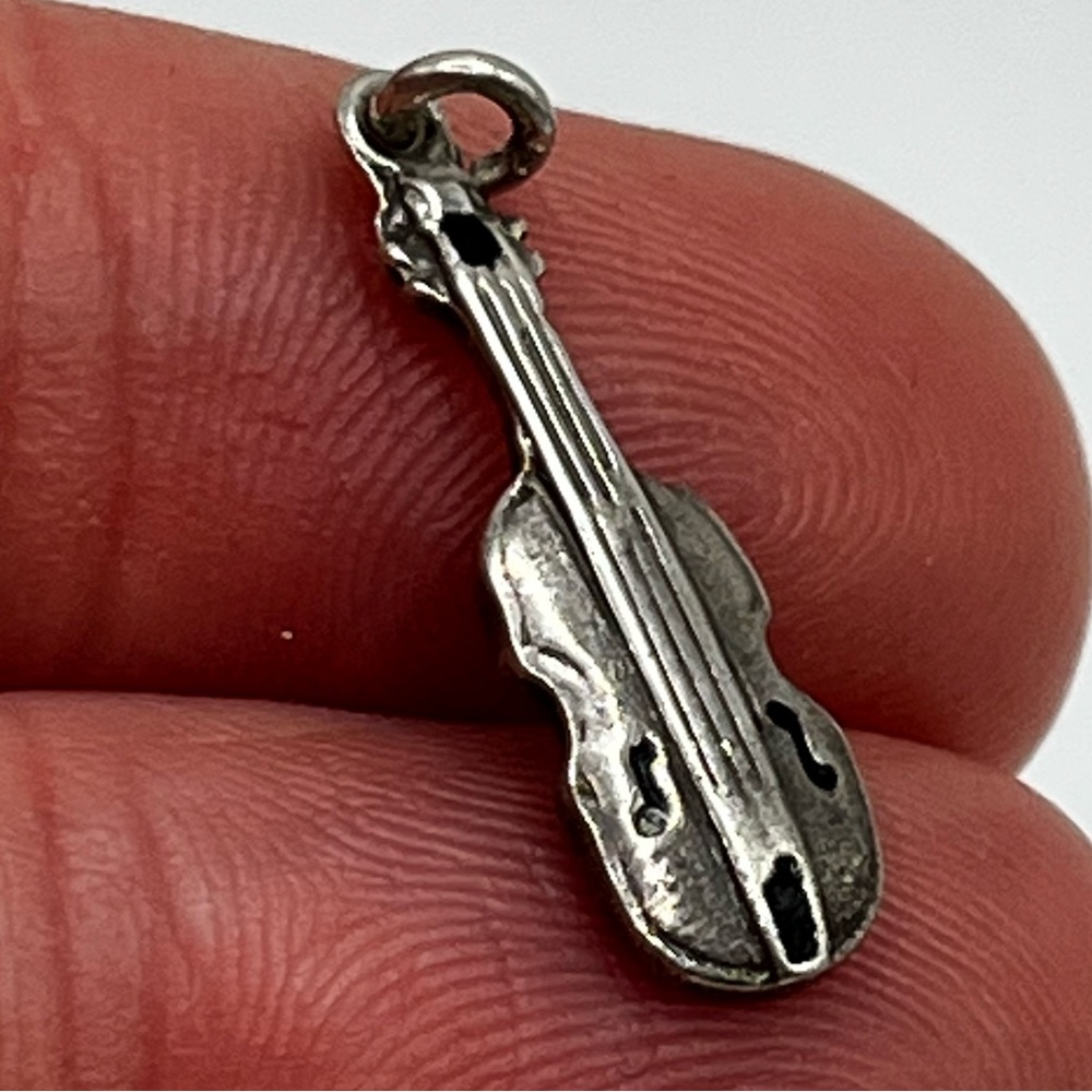 Vintage sterling silver violin pendant charm